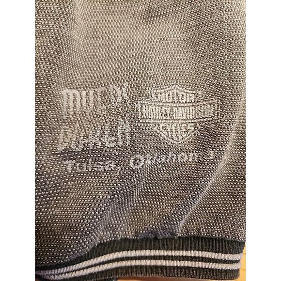 Harley Davidson Polo Shirt Men's Medium Logo Embroidered Stripe Accent Gray - Picture 5 of 5